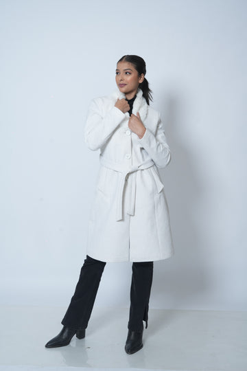 Classic Women’s Long Winter Coat (White)