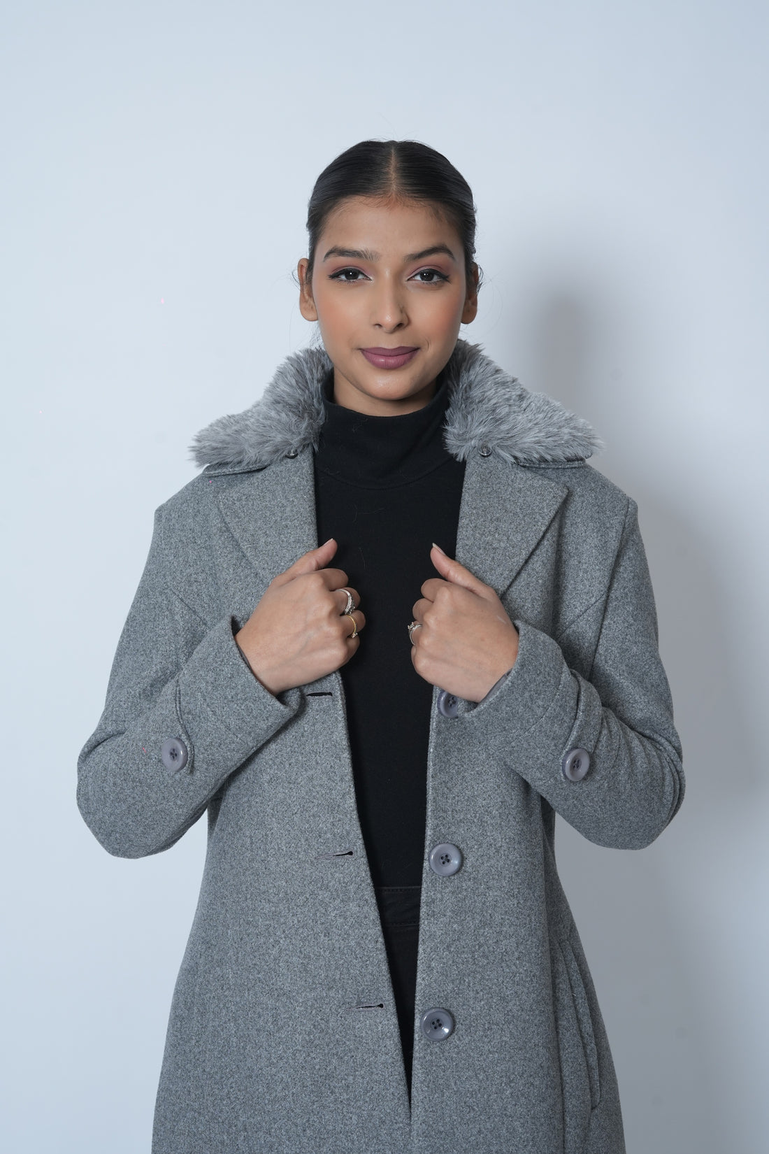 Modern Long Coat for Women (Grey)