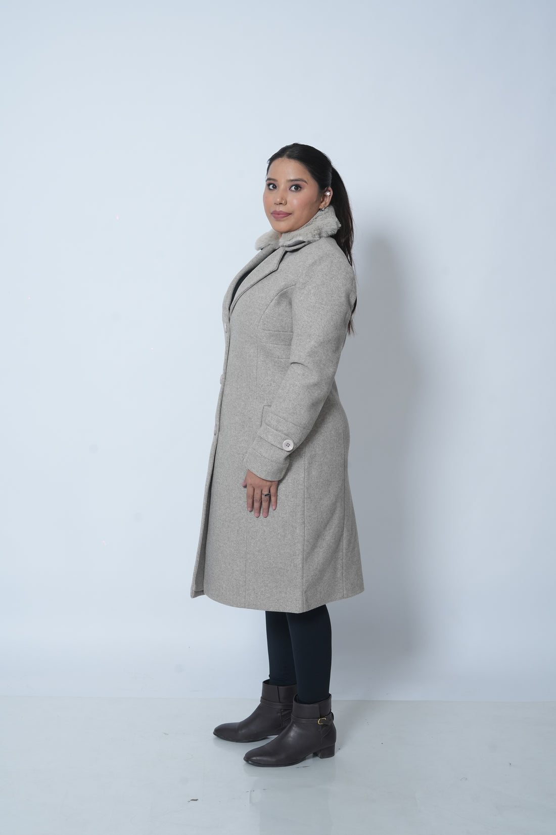 Timeless Long Coat for Women (Grey)