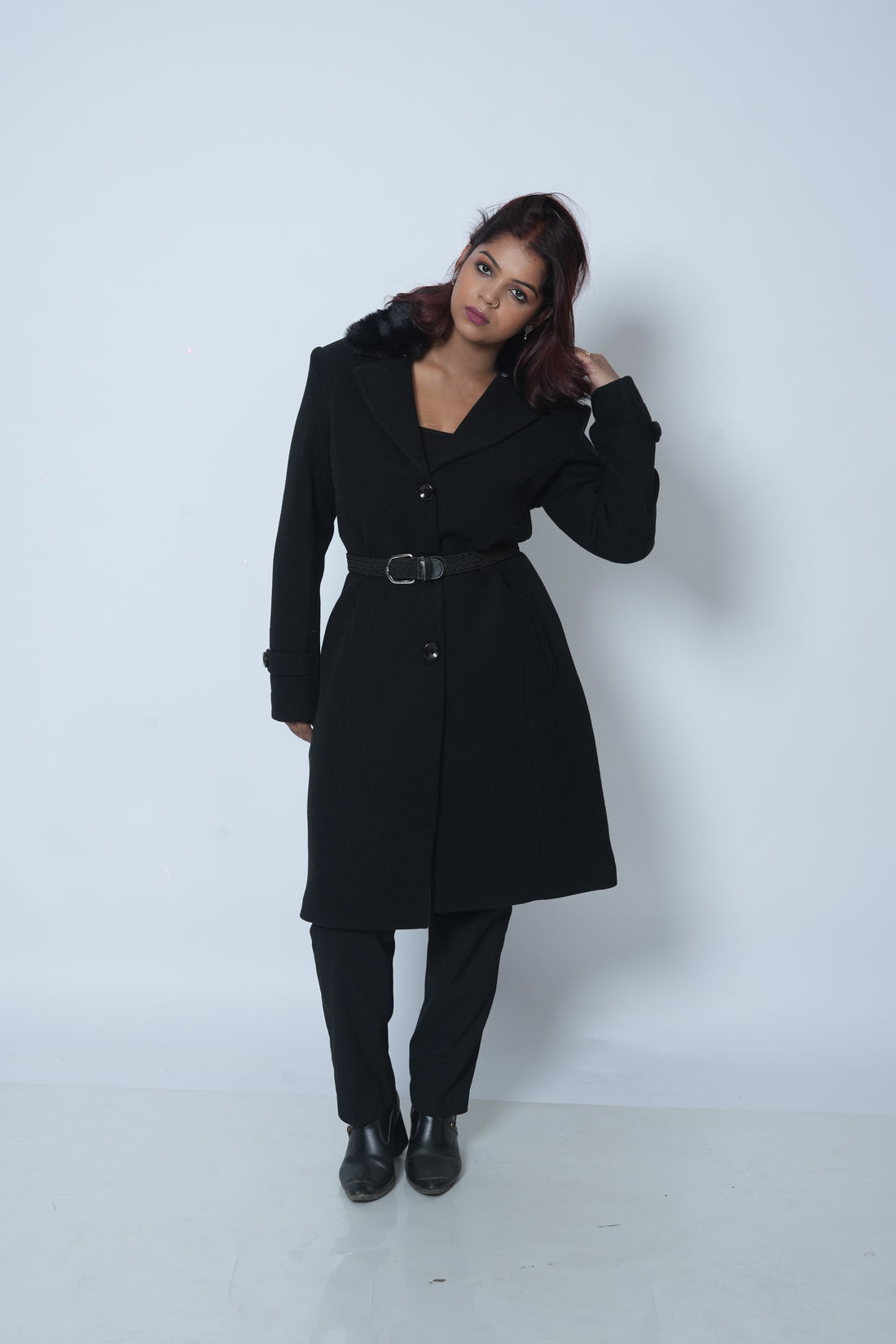 Chic Full-Length Coat for Women (Black)