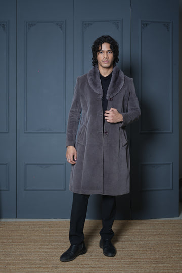 Modern Long Coat for Men's (Grey)