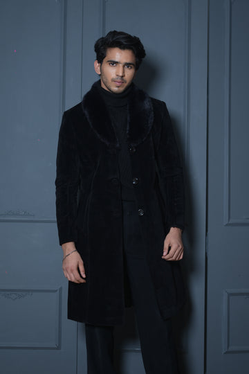 Modern Long Coat for Men's (Black)