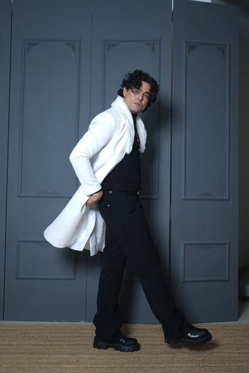 Modern Long Coat for Men's (White)