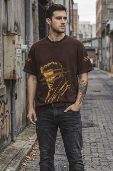 Urban Brown Graphic Oversized T-Shirt – Street Style Relaxed Fit